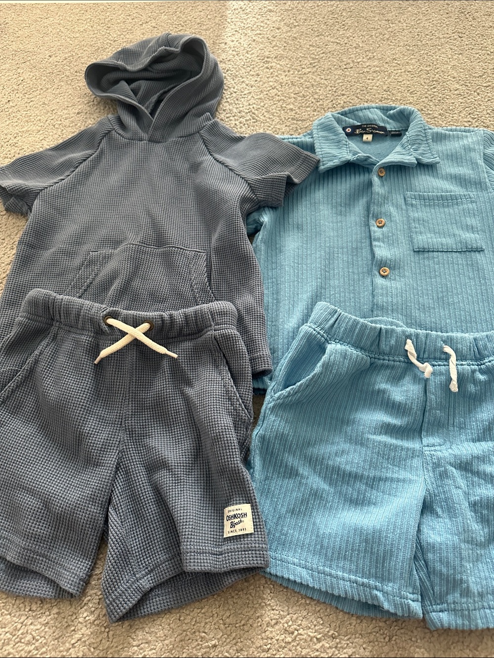 OshKosh B'gosh Slate Gray & Sky Blue Waffle Knit Kids Sets